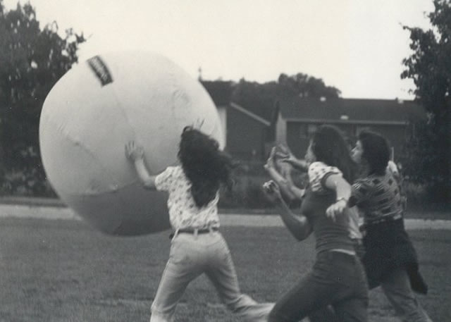 set of 4 pictures of giant soccer ball